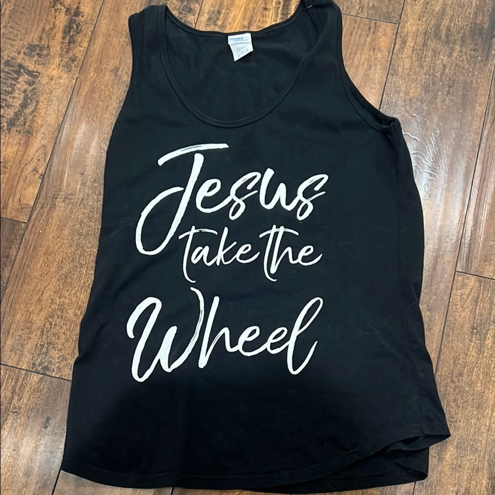 Black Tank Top with White Text